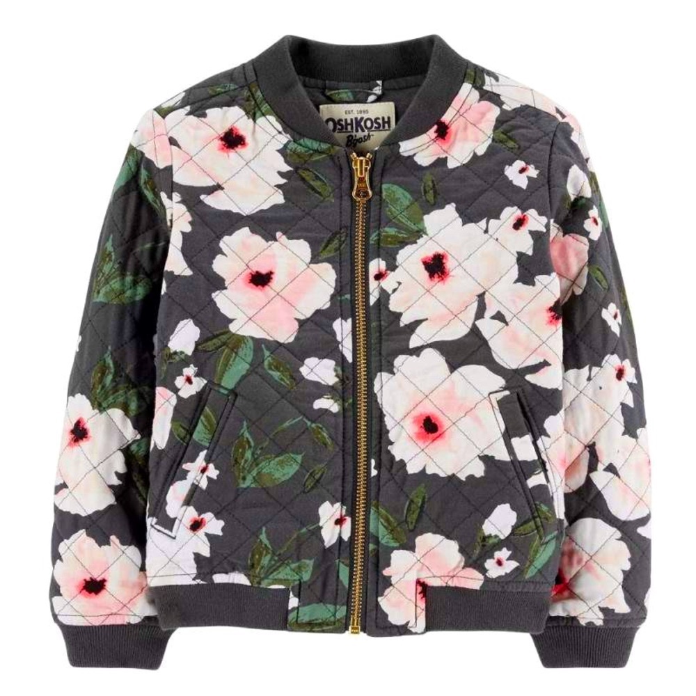 PRETTY Oshkosh Quilted Floral Bomber Jacket, Cozy, FLEECE LINED  - Girl’s 12 EUC